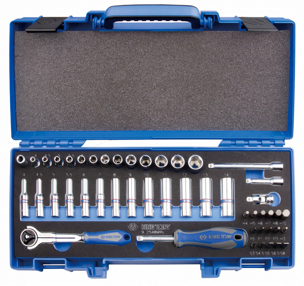 Набор торцевых головок с принадлежностями 1/4"", шестигранные, 4-14 мм, 48 предметов