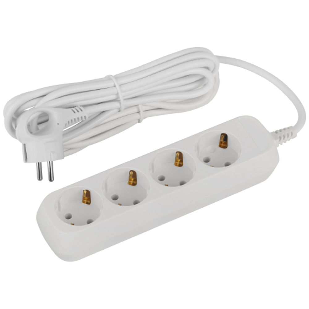 Удлинитель электрический ЭРА UDL-10-450-E Greenline 4 розетки с заземлением 5м ПВС 3x0.75мм2 | Бытовые удлинители