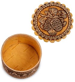 Народные промыслы BST-113/ 3 Шкатулка «Шишки» мал. (береста)