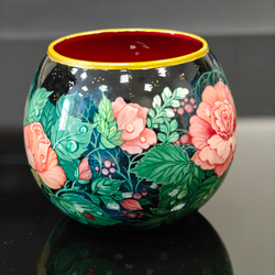 Вазочка для мелочей/диффузора с ручной росписью Палех "Розы"