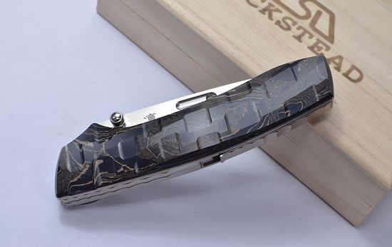 Премиальный японский нож Rockstead RIN-ZDP (BG) 67 HRC - рукоять титан + темный эбонит, сталь ZDP-189