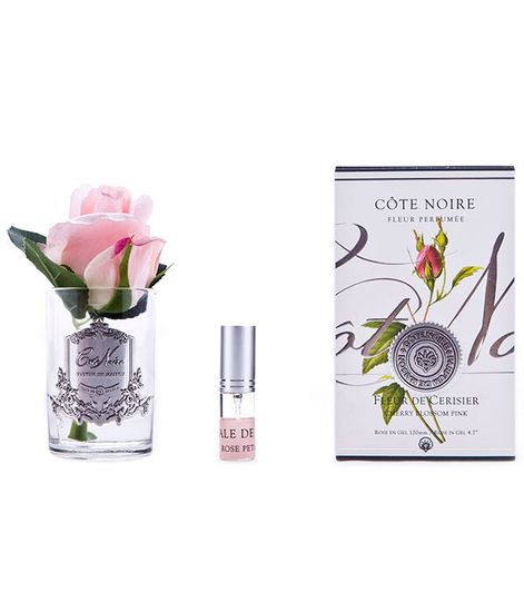 Ароматизированная роза розовая в прозрачной вазе, Cote Noire