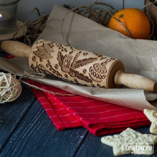 Малая скалка с узором Рождественские венки