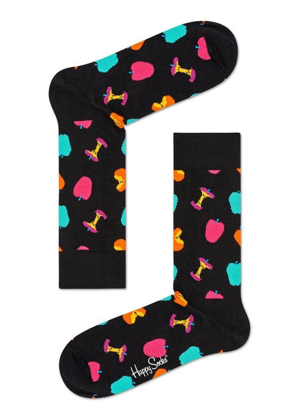 Носки унисекс Apple Sock с принтом в виде яблочных огрызков (Размер: 25) (Цвет: черный)