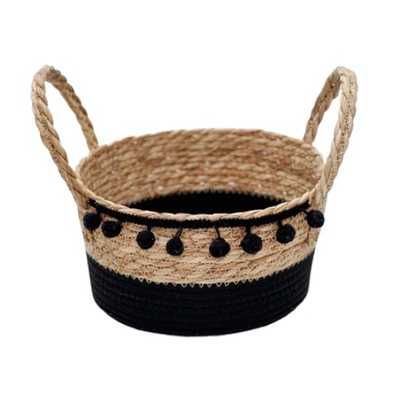 Корзина для хранения с ручками "Колумбия", Д240 Ш240 В130, натуральный, черный