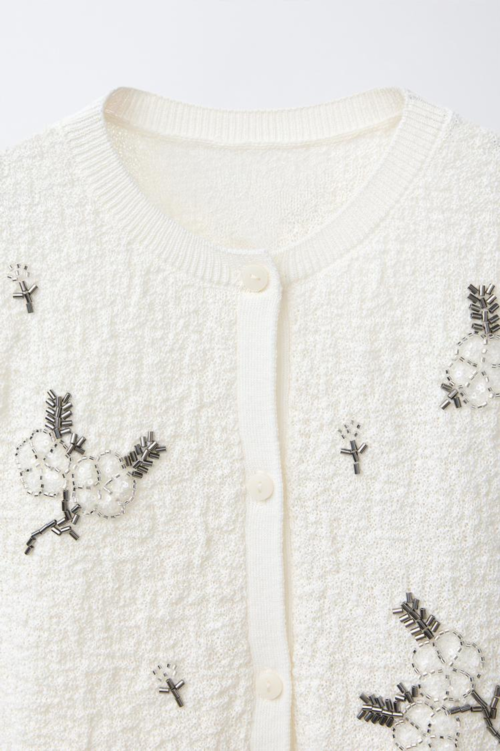 ZARA КАРДИГАН С ВЫШИВКОЙ, БЕЖЕВЫЙ