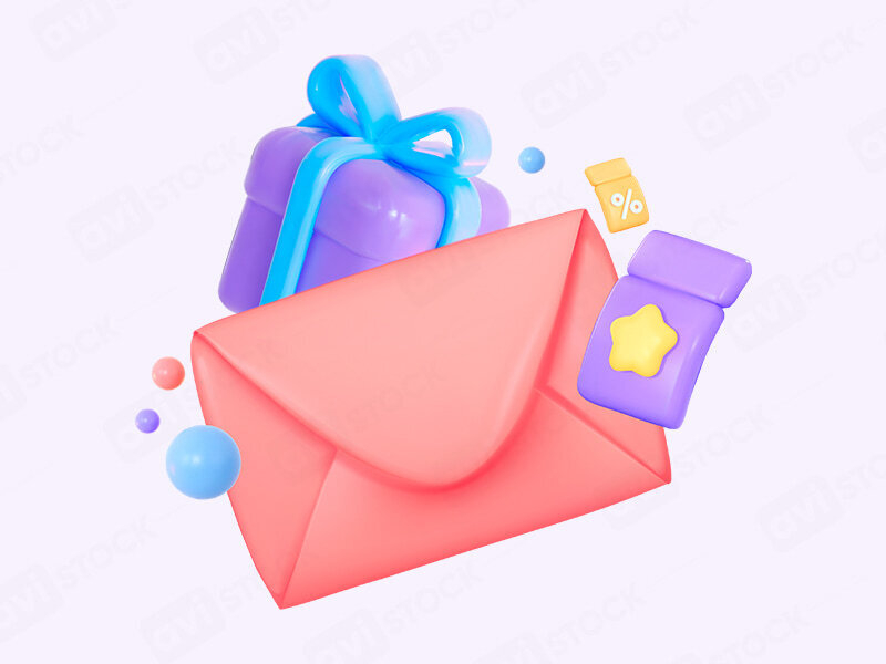 3D Красное письмо с подарком