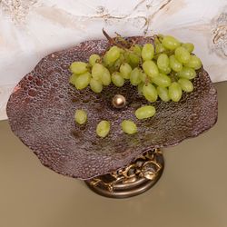 Фруктовница-конфетница Орхидея Лелия Бронза со стеклянной чашей GALAXY