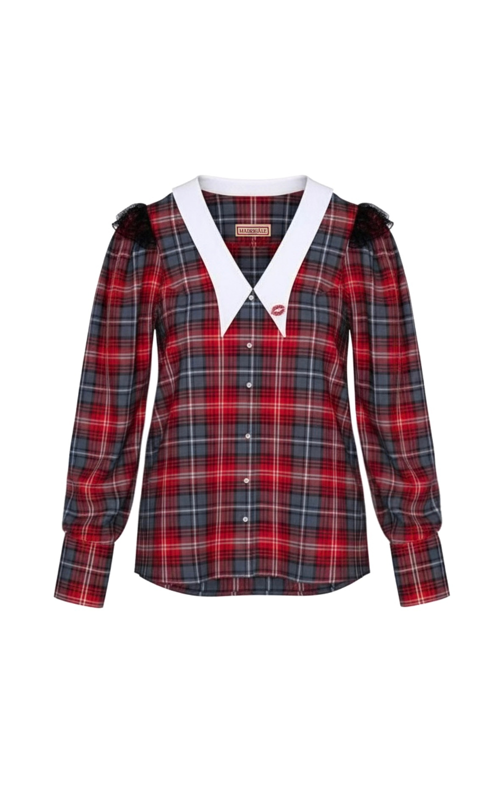 Рубашка в клетку с авторским воротником