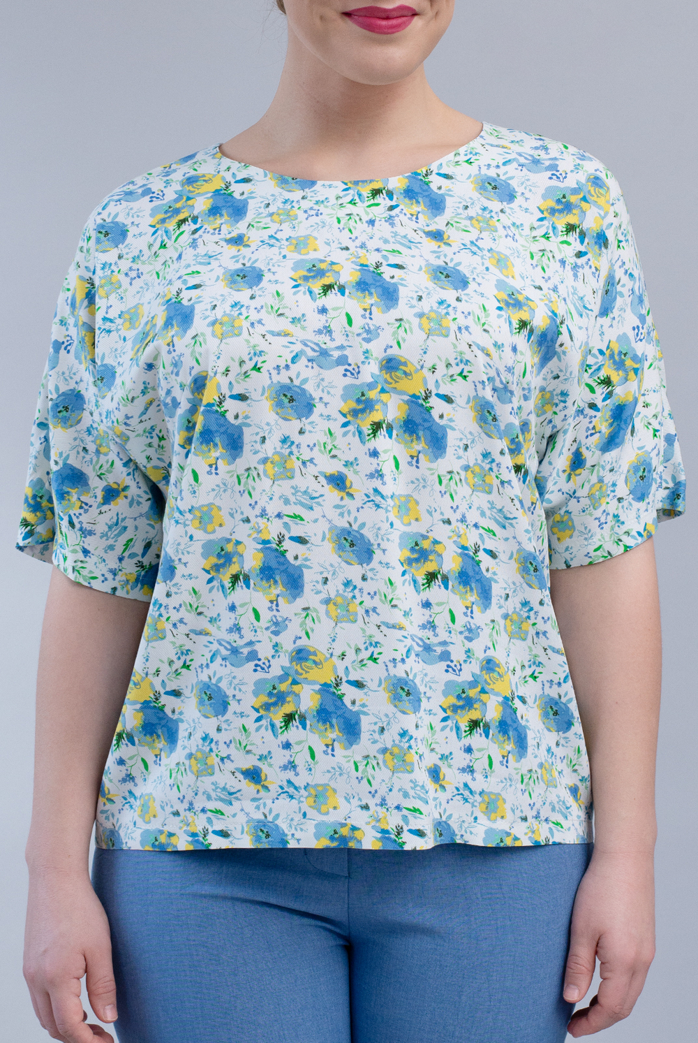 Блузка женская 2165ЮПБ, голуб.цветок #40ГЦ092165ЮПБ