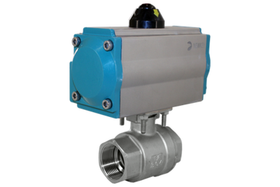 Кран шаровый муфтовый (2PC), AISI304 DN25 (1"), с односторонним пневмоприводом AT92S