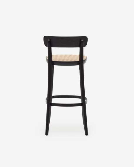 Барный стул Romane черный сиденьем из ротанга | La Forma | Испания