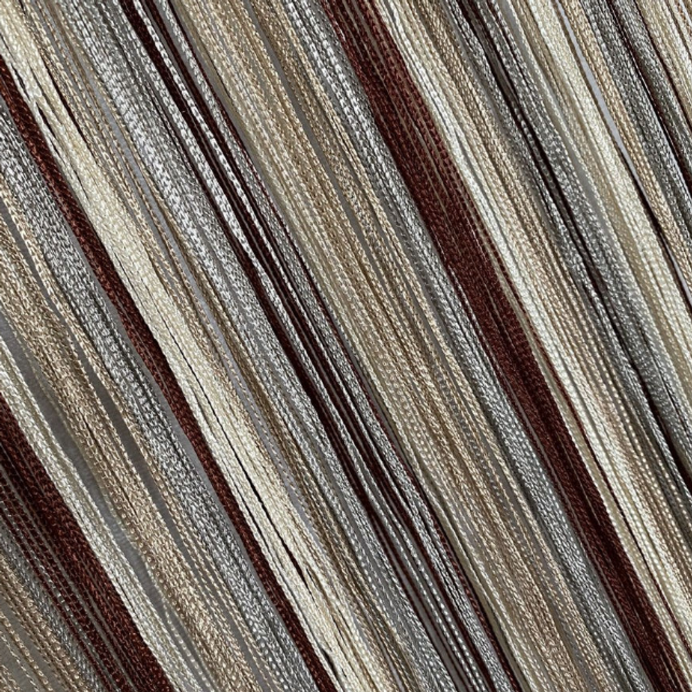 Нитяные шторы легкие радуга - мышиный, бежевый, коричневый. 300 х 280 см. Арт. 107