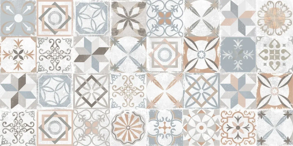 Керамогранит Alma Ceramica GFU60120BTP14R Beton PRO 60x120 микс глазурованный матовый / противоскользящий / карвинг пэчворк / с орнаментом