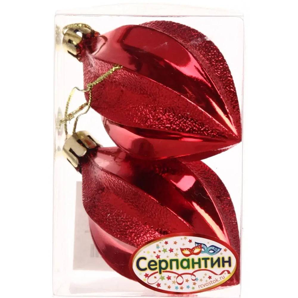 Ёлочные игрушки «Таинственное очарование» Капля 8 см (набор 2шт), красный