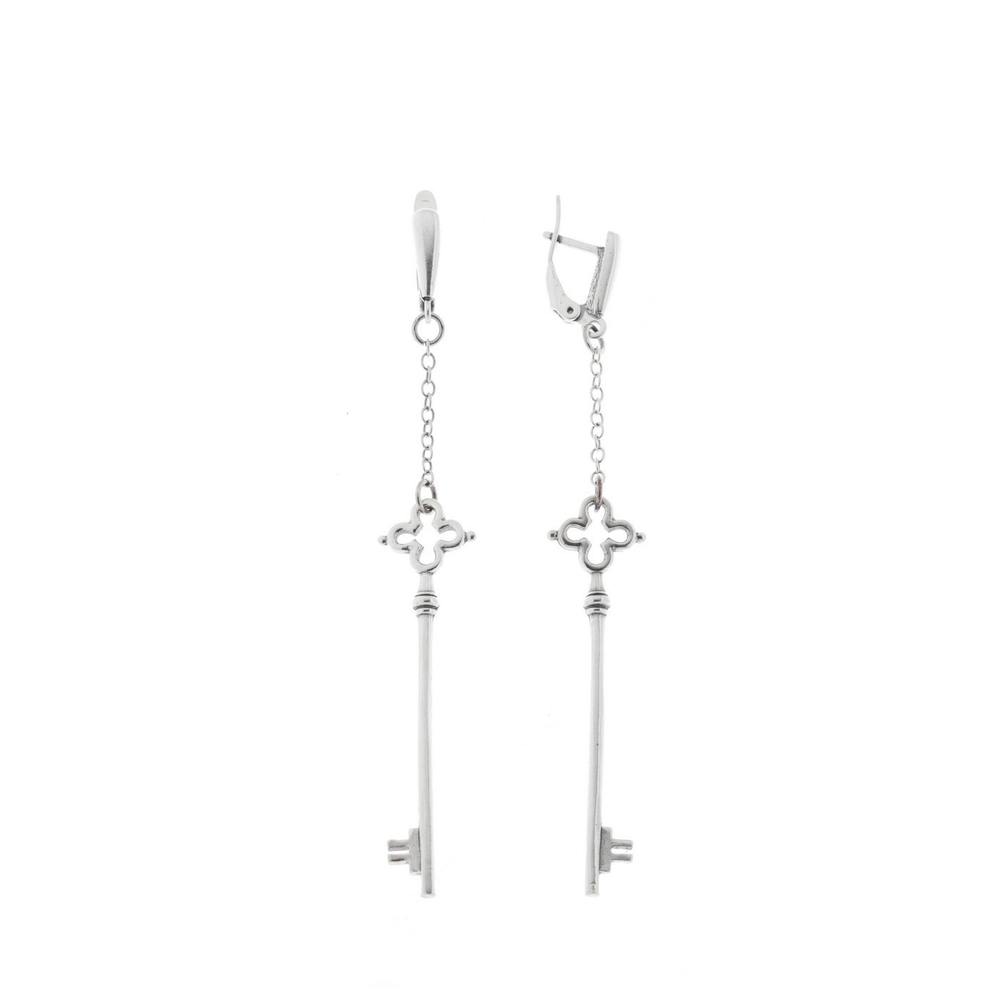 "Ключи Дуа" серьги в серебряном покрытии из коллекции "Скажи о любви" от Jenavi  с английским замком