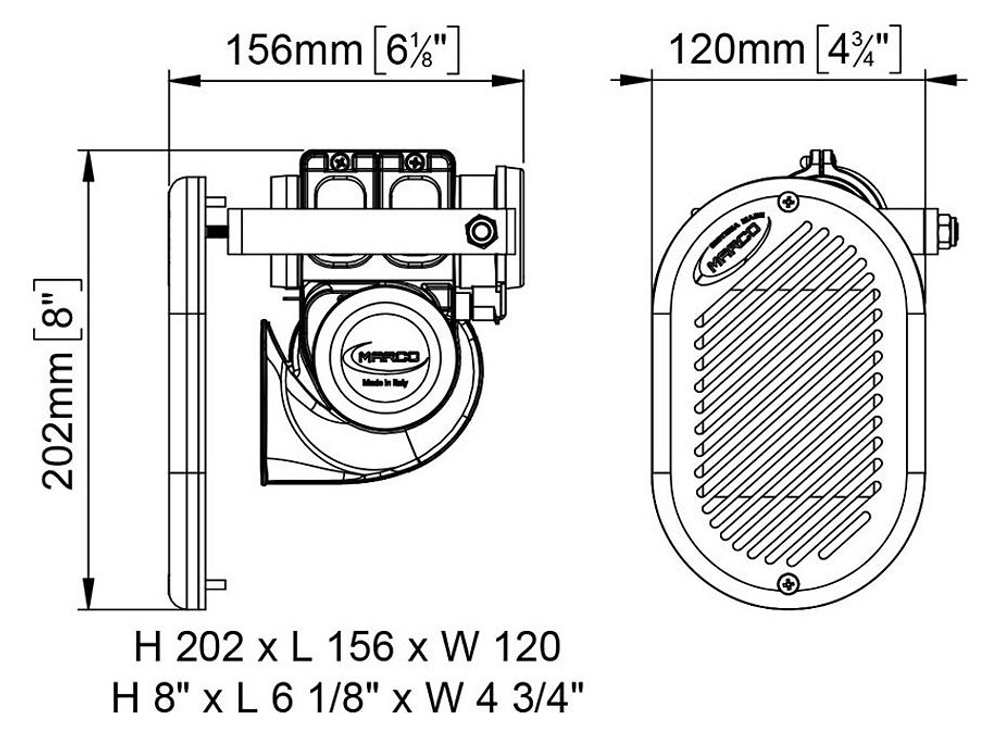 Врезной электропневматический горн "Hurricane", 24 В (10250473)