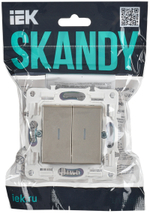 SKANDY Выключатель 2-клавишный проходной с индикацией 10А SK-V10Sh шампань IEK