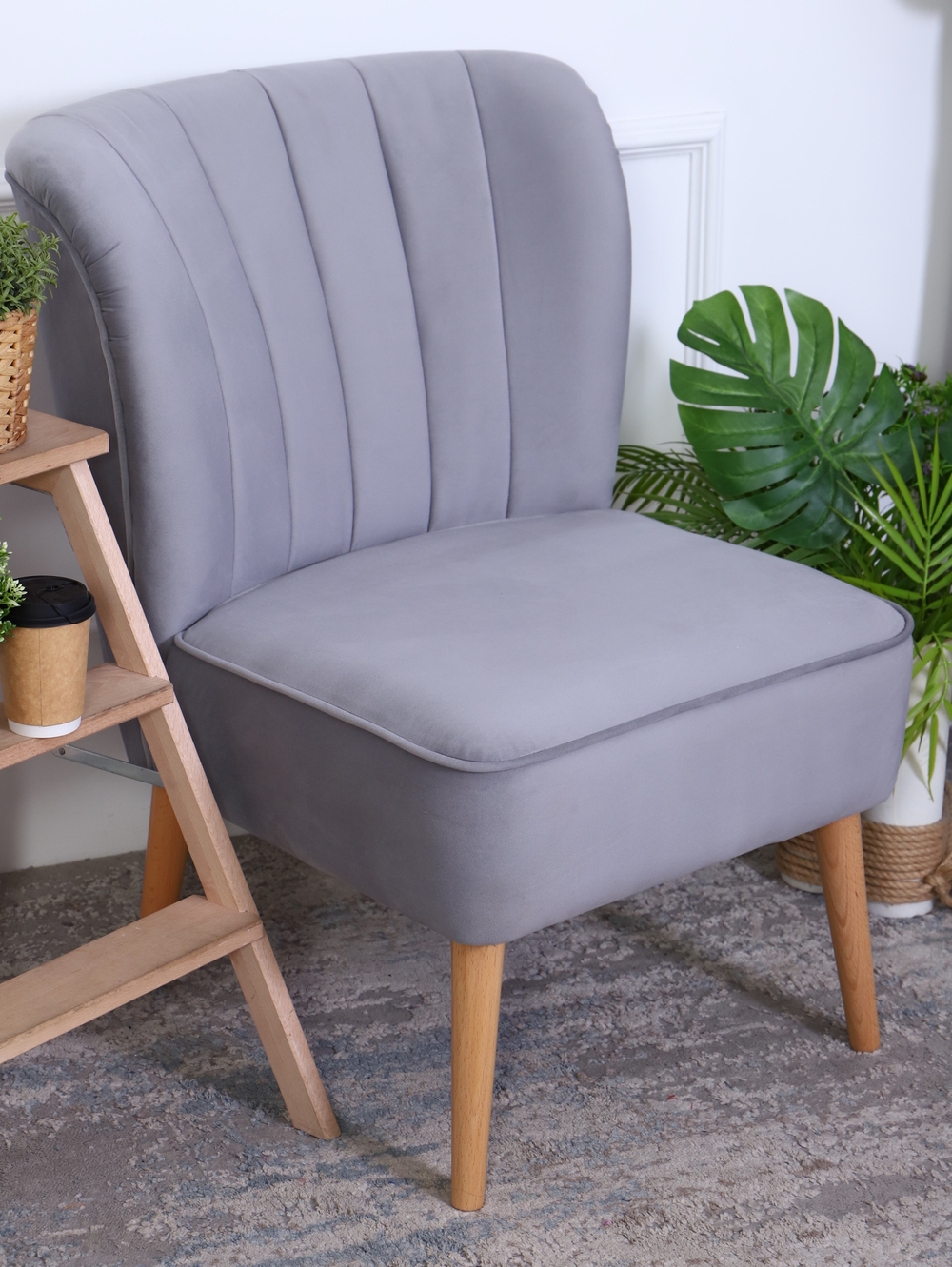 Кресло "Donatello" антивандальный велюр серый/натурал