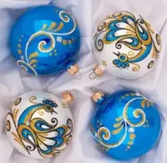 С2209/2 Набор стеклянных шаров Пава 4 шт., 85 мм., синий, Ёлочка