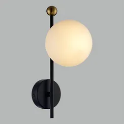 6581/1W MODERNI LN26 174 черный, золотой/белый металл  /стекло Настенный светильник E14 1*40W 220V MELODY