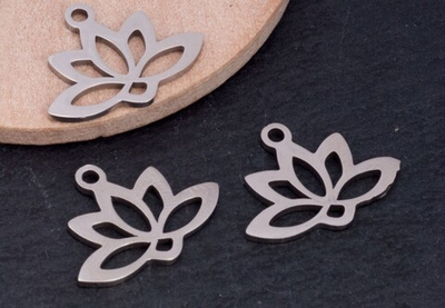 l14 Подвеска "Лотос резной" 14*19мм, нерж. сталь