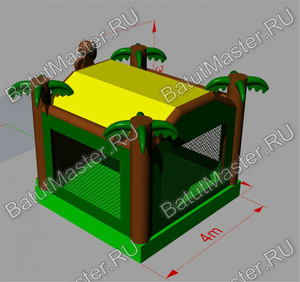 Коммерческий надувной батут "Джунгли" с крышей