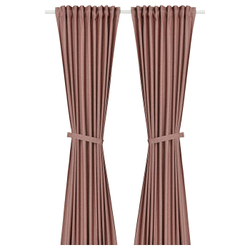 IKEA LENDA  (ИКЕА ЛЕНДА)  -  Штора с креплением, 2 шт, на ленте/коричневый/красный, 140x300 см