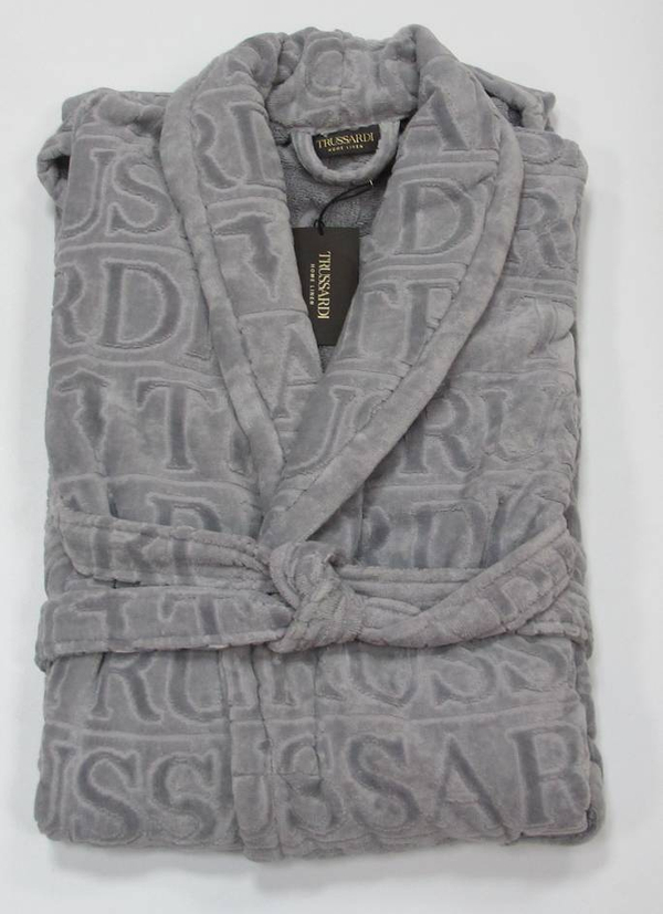 Халат велюровый Trussardi Overlogo Grey 004 серый