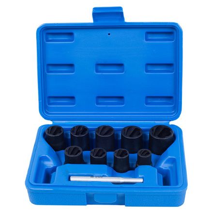 Цена на МАСТАК (109-30010C) Набор торцевых головок для поврежденных гаек и болтов, 10-19 мм, кейс, 10 предметов
