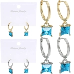 Серьги из гиппоалергенного сплава «ЛАТТИ», аквамарин, цвет серебро и золото, 2,5см