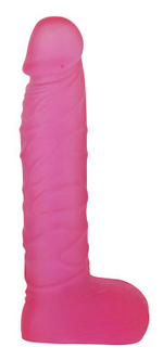 Розовый фаллоимитатор с мошонкой XSKIN 8 PVC DONG - 20,3 см. (Цвет: розовый)