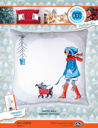 "Зимняя прогулка"-СU034  подушка