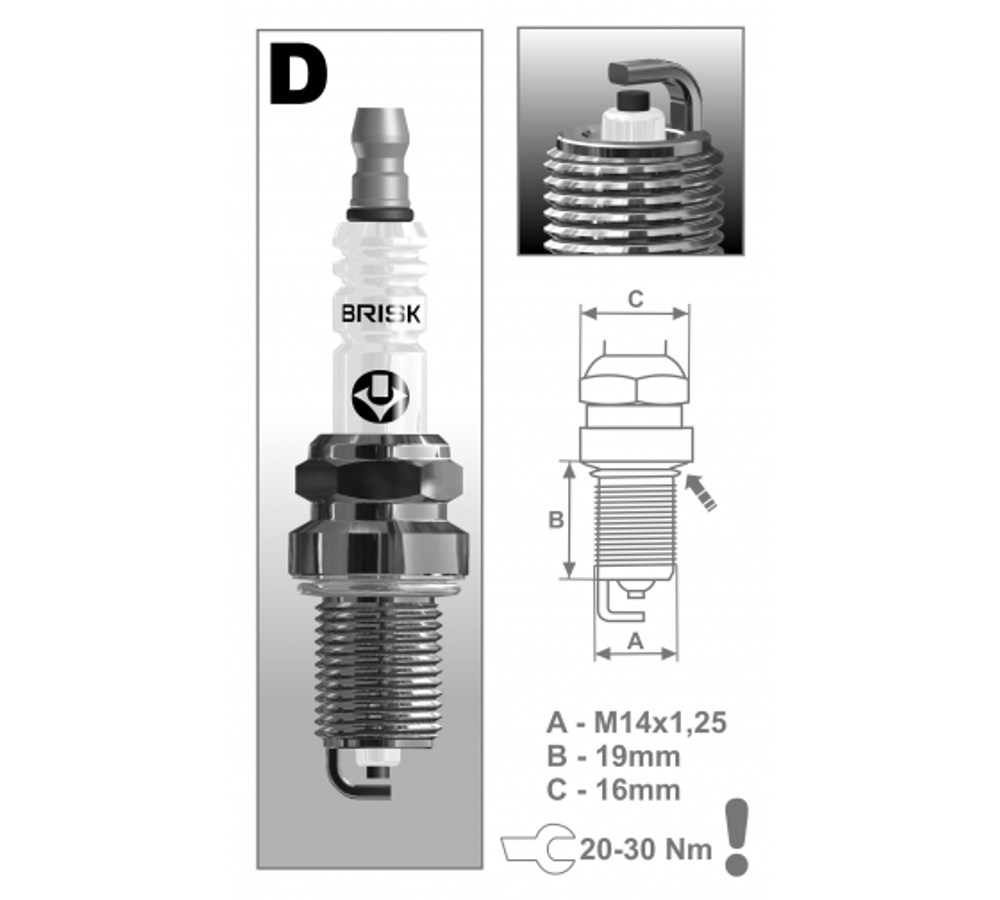 СВЕЧА ЗАЖИГАНИЯ "BRISK" DR15YC-1 МЕДНЫЕ