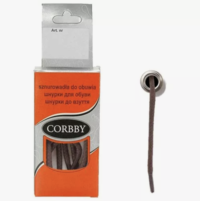 CORBBY Шнурки круглые тонкие с пропиткой коричневые