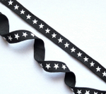 Лампасная лента (трикотажный, 1,8 см). Черный/белые звезды