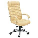 Кресло из натуральной кожи "Orion steel chrome", хром, бежевое