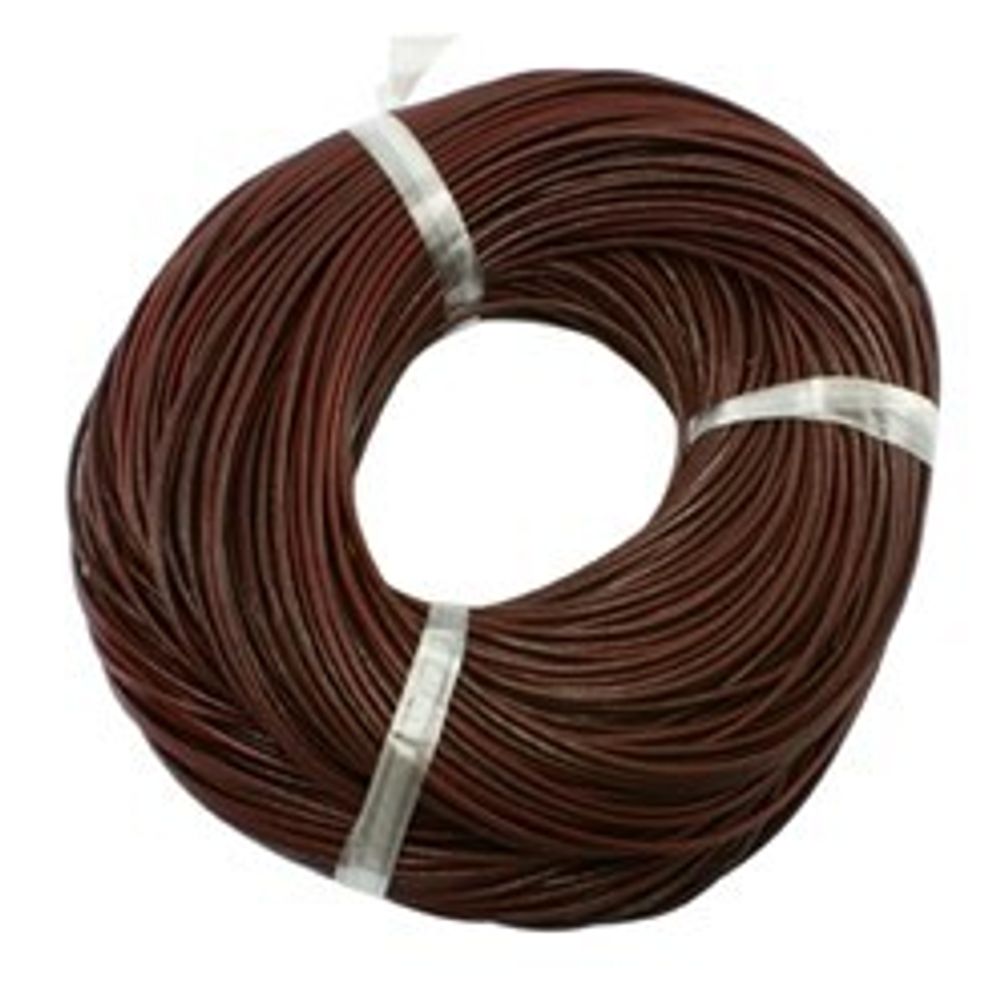 Шнур, кожа, цвет коричневый, диаметр 1,45 мм, цена за 1 метр