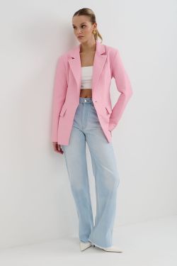 Приталенный жакет со стежкой розового цвета