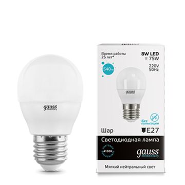 Лампа Gauss LED Elementary Globe 8W E27 4100K 53228