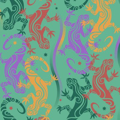 Танцующие ящерицы на малахитовом