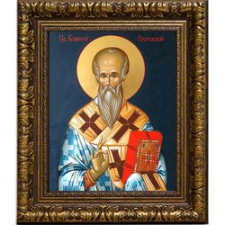 Климент, архиепископ Охридский, Величский (Болгарский) равноапостольный. Икона на холсте.