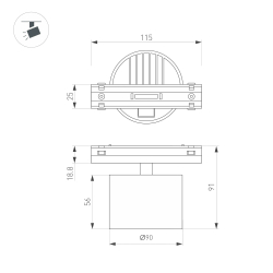 Светильник MAG-VIBE-RONDO-R90-10W Day4000 (WH, 110 deg, 48V) (Arlight, IP20 Металл, 5 лет) 044475