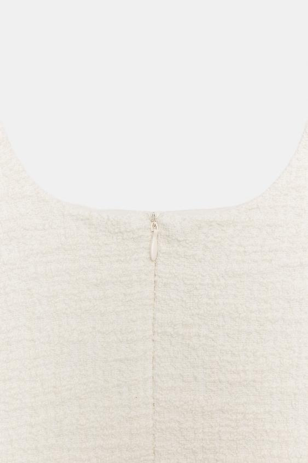 ZARA КОРОТКОЕ ПЛАТЬЕ ИЗ РЕЛЬЕФНОЙ ТКАНИ, ЭКРЮ