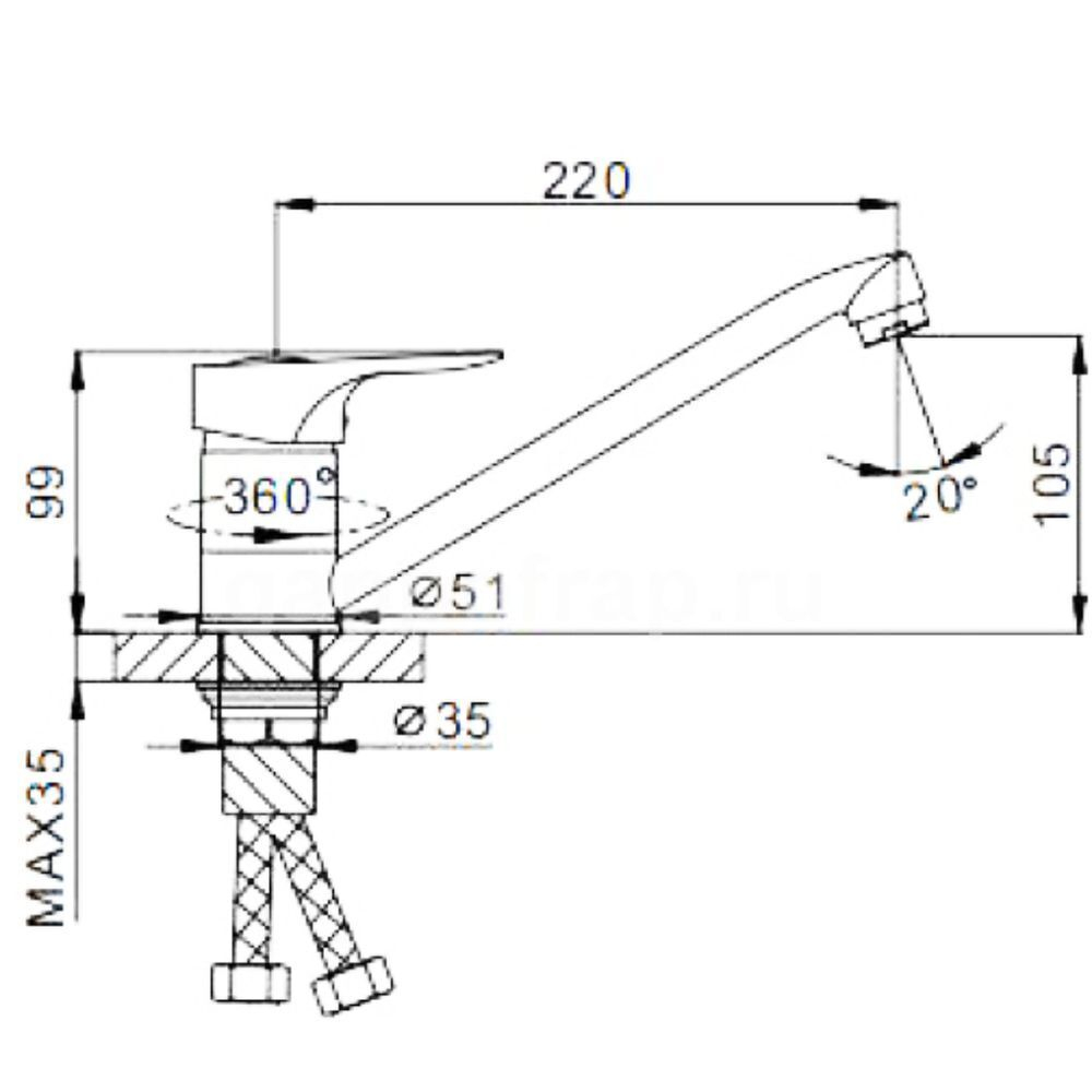 Смеситель для кухни, Frap, с картриджем, красн, F4928-13