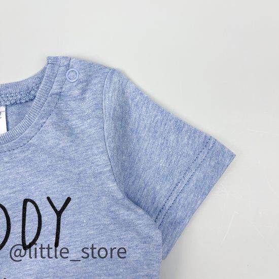 Боди хлопковое "Папа-мой герой" св-голубой меланж