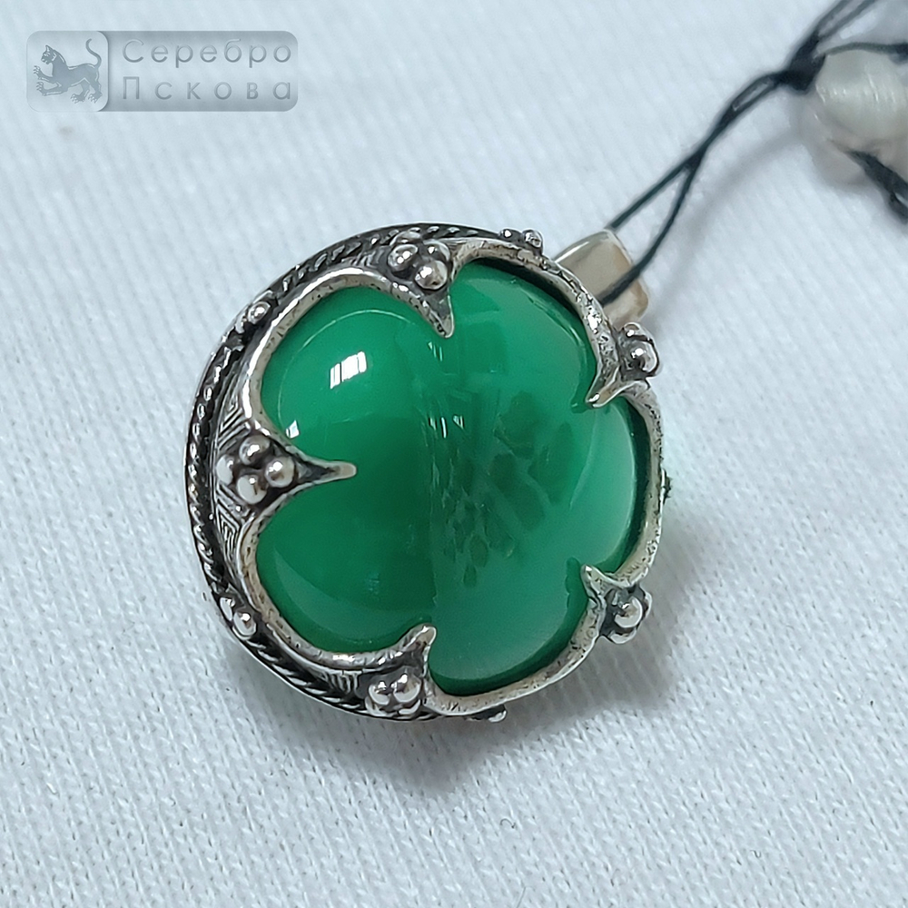 Серьги "Готланд" зеленый агат/бирюза