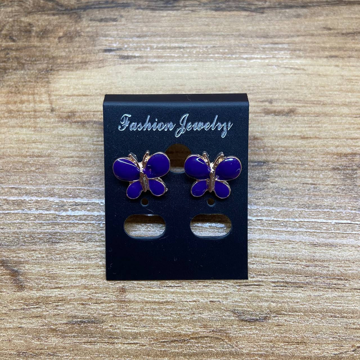 Серьги Small Бабочка эмаль цветная цвет фиолетовый металл золотистый