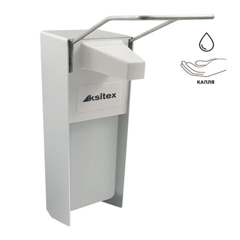 Дозатор локтевой для жидкого мыла НАЛИВНОЙ, 1 л, с еврофлаконом, алюминий, KSITEX, SM-1000