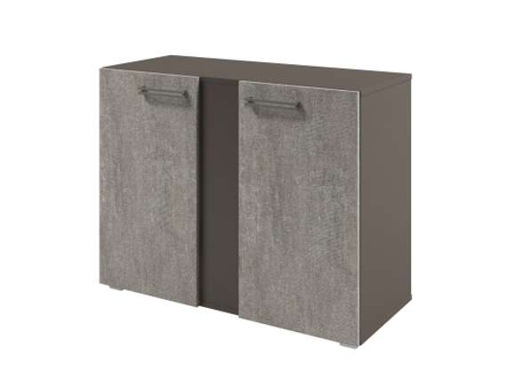 Стеллаж низкий широкий с планкой 950х414х714 D-75 Бетон Чефалу светлый/Трюфель